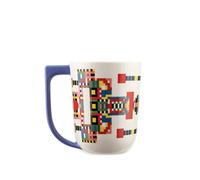 Alessi Holyhedrics ESA09 2 - Mug Design aux Dimensions Équilibrées, en Porcelaine Décorée avec Décalcomanie Appliquée à la Main et Anse Dessinée, Capacité 40 cl