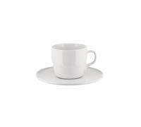 Alessi Itsumo NF07/78S - Set de Une Tasse à Thé Design, avec Soucoupe, Usage Quotidien, Esthétique Minimale, en Porcelaine Blanche, Diamètre 16 cm