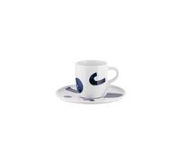 Alessi Itsumo - Yunoki ware NF08/76S - Set de Tasse à Moka Design, avec Soucoupe, Esthétique Minimale, en Porcelaine Blanche avec Décor Samiro Yunoki, Diamètre 12.5 cm