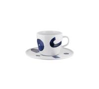 Alessi Itsumo - Yunoki ware NF08/78S - Set de Tasse à Thé Design, avec Soucoupe, Esthétique Minimale, en Porcelaine Blanche avec Décor Samiro Yunoki, Diamètre 16 cm