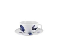 Alessi Itsumo - Yunoki ware NF08/87S - Set de Tasse à Café Filtré Design, avec Soucoupe, Esthétique Minimale, en Porcelaine Blanche avec Décor Samiro Yunoki, Diamètre 15 cm