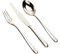 Alessi LCD01S24M Service de Couverts Caccia Composé de 6 Cuillers de Table + 6 Fourchettes de Table + 6 Couteaux de Table Monobloc + 6 Cuillers à Thé en Acier Inoxydable 18/10 Brillant