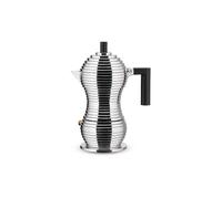 Alessi - MDL02/3BFM - Cafetière Expresso Design, Poignée et Bouton PA, Fonte d'Aluminium pour Plaques à Induction, 3 Tasses, Noir