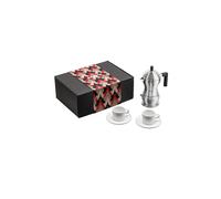 ALESSI Machine à expresso - Set avec tasses 3 pièces Alu / Porcelaine argent
