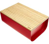 Alessi Mattina BG03 R - Boîte à Pain Design, Acier Coloré avec Résine Époxy et Bois de Bambou, Rouge