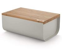 Alessi Mattina BG03 WG - Boîte à Pain Design, Acier Coloré avec Résine Époxy et Bois de Bambou, Warm Grey