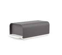 Alessi Mattina BG04 DG - Beurrier Design en Porcelaine avec Couvercle en Acier Inoxydable 18/10 Coloré à la Résine Epoxy, Gris Foncé