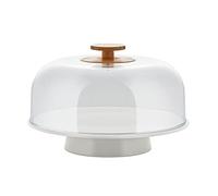 Alessi Mattina BG06 WG - Support Design en Porcelaine avec Cloche en PMMA et Bouton en Bois de Bambou, Gris Chaud