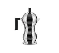 Alessi Mdl02/6 B Pulcina Cafetière Espresso en Fonte D'aluminium, Poignée et Pommeau en Pa, Noir, 6 Tassess