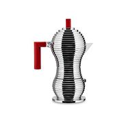 Alessi MDL02/6 R Cafetiére Espresso de Design Fonte d'Aluminiumn et PA Rouge 6 Tasses