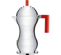 Alessi MDL02/6 R Pulcina machine à espresso - fonte d'aluminium. Poignée et bouton en PA, rouge. 6 tasses, 7.5 x 14.5 x 26 cm
