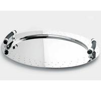 Alessi Mg09 Plateau Ovale en Acier Inoxydable 18/10 Brillant avec Poignées en Pa, Noir