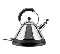 Alessi Mg32 Az Bouilloire Électrique Sans Fil en Acier Inoxydable 18/10 Brillant avec Poignée et Base en Résine Thermoplastique, Bleu Clair, Fiche Européenne