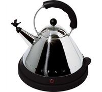 Alessi Bouilloire sans fil MG32 AZ – Inox 18/10, poignée/base résine, Bleu clair, fiche européenne