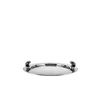 Alessi Mgvass Plateau Rond À Poignées En Acier Brillant Avec Poignées En Pa Noir