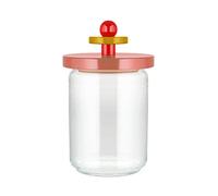 Alessi Mr. Sottsass I Suppose ES16/100 2 - Pot en Verre Hermétique Design avec Couvercle en Bois de Hêtre, Rose, Rouge et Jaune