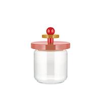 Alessi Mr. Sottsass I Suppose ES16/75 2 - Pot en Verre Hermétique Design avec Couvercle en Bois de Hêtre, Rose, Rouge et Jaune