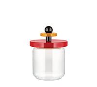 Alessi Mr. Sottsass I Suppose ES16/75 - Pot en Verre Hermétique Design avec Couvercle en Bois de Hêtre, Rouge, Noir et Jaune