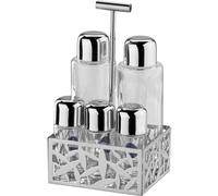 Alessi Msa16 Cactus! Service Huile, Vinaigre, Sel, Poivre et Épices en Acier Inoxydable 18/10 Brillant et Verre