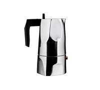 Alessi Mt18/3 Ossidiana Cafetière Espresso en Fonte D'aluminium, Poignée et Pommeau en Résine Thermoplastique, Noir, 3 Tasses