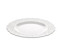 Alessi Mw01/1 Dressed Assiette Plate en Porcelaine Blanche avec Décoration en Relief, Set de 4 Pièces, Blanc