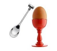 Alessi MW14SET R Coquetier avec Cuillère Ouvre Oeuf à la Coque Rouge