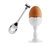 Alessi Mw14set W Dressed Coquetier en Résine Thermoplastique, Blanc avec Cuiller Ouvre Œuf à la Coque en Acier Inoxydable 18/10 Brillant