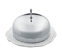 Alessi Mw16 Dressed Beurrier en Porcelaine avec Couvercle en Acier Inoxydable 18/10 Brillant, White
