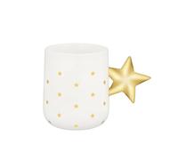 Alessi - NZ01 - Mug de Noël en Porcelaine Décorée, 37 cl, Blanc et Or
