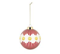 Alessi - NZ04 1 - Boule de Noël en Verre Soufflé, Diamètre 9 cm, Rouge, Blanc, Or