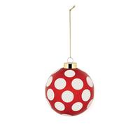Alessi - NZ04 3 - Boule de Noël en Verre Soufflé, Diamètre 9 cm, Rouge, Blanc, Or