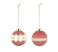 Alessi - NZ04SET1 - Lot de Deux Boules de Noël en Verre Soufflé, Diamètre 6 cm, Rouge, Blanc, Doré