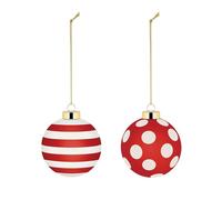 Alessi - NZ04SET2 - Lot de Deux Boules de Noël en Verre Soufflé, Diamètre 6 cm, Rouge, Blanc, Doré