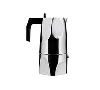 Alessi | Ossidiana MT18/6 - Cafetière Expresso Design en Fonte d'Aluminium, 6 Tasses, Argenté, Noir