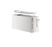 Alessi Plissé MDL15 W - Grille-Pain à Double Compartiment Long, en Résine Thermoplastique, Chauffe-Croissants en Acier Inoxydable 18/10 et Résine Thermoplastique, Fiche Européenne 1700 W, Blanc