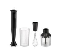 Alessi Plissé MDL10S B - Mixeur Plongeant Design avec Bécher Gradué, Fouet et Broyeur, en Résine Thermoplastique, Prise Européenne 500W, Noir