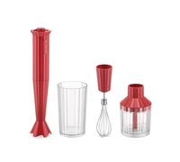Alessi Plissé MDL10S R - Mixeur Plongeant Design avec Bécher Gradué, Fouet et Broyeur, en Résine Thermoplastique, Prise Européenne 500W, Rouge
