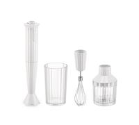 Alessi Plissé MDL10S W - Mixeur Plongeant Design avec Bécher Gradué, Fouet et Broyeur, en Résine Thermoplastique, Prise Européenne 500W, Blanc