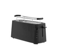 Alessi Plissé MDL15 B - Grille-Pain à Double Compartiment Long, en Résine Thermoplastique, Chauffe-Croissants en Acier Inoxydable 18/10 et Résine Thermoplastique, Fiche Européenne 1700 W, Noir