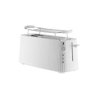 Alessi Plissé MDL15 W - Grille-Pain à Double Compartiment Long, en Résine Thermoplastique, Chauffe-Croissants en Acier Inoxydable 18/10 et Résine Thermoplastique, Fiche Européenne 1700 W, Blanc