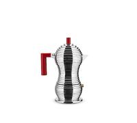 Alessi - Machine à expresso Pulcina, 15 cl, à induction, argent / rouge