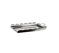 Alessi Recinto AM02 - Plateau Design Rectangulaire, avec Bord Festonné et Poignées en Acier Inoxydable