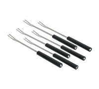 Alessi Sg57 B Mami Set Composé de Six Fourchettes à Bourguignonne en Acier Inoxydable et Manche en Bois, Argenté