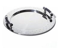 Alessi Mgvass Plateau Rond en Acier Inoxydable 18/10 Brillant avec Poignées en Pa, Noir