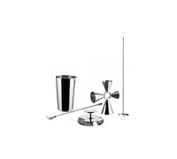 Alessi The Tending Box GIA25SET - Set Cocktail avec Verre Blender, Quadri Combo Jigger, Passoire Double Bar, Cuillère et Fouet, en Acier Inoxydable 18/10