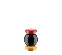 Alessi Totem Domestici ES18 - Moulin à Sel, Poivre et Épices Design en Hêtre, Bois Noir, Jaune et Rouge