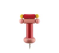 Alessi un Brindisi Disegnato ad Arte ES17 2 - Tire-Bouchon Design en Bois de Hêtre, Rouge, Jaune et Rose