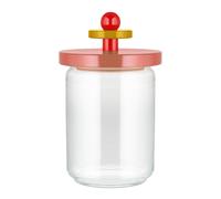 Alessi Pot hermétique Mr. Sottsass I Suppose ES16/100 2 – Verre, couvercle hêtre, rose/rouge/jaune