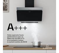 Alessia hotte inclinée | mode évacuation et recyclage | acier inoxydable | 404 m³/h | 60 cm A+++