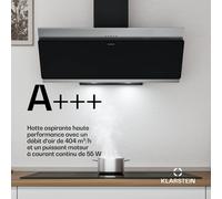 Alessia hotte inclinée | mode extraction et recyclage | acier inoxydable | 404 m³/h | 90 cm A+++